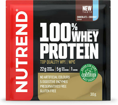 Nutrend 100% Whey Πρωτεΐνη Ορού Γάλακτος Χωρίς Γλουτένη με Γεύση Chocolate Coconut 30gr