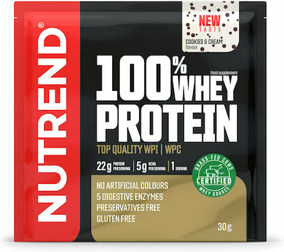 Nutrend 100% Whey Πρωτεΐνη Ορού Γάλακτος Χωρίς Γλουτένη με Γεύση Cookies & Cream 30gr