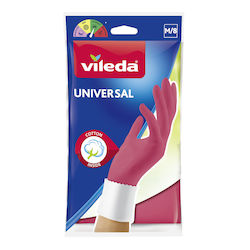 Vileda Γάντια Καθαριότητας Universal Πλαστικά Medium Ροζ 2τμχ