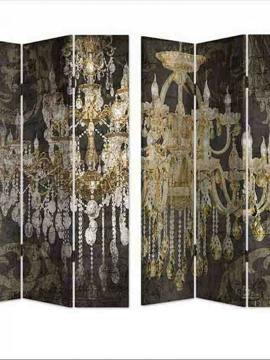Inart Διακοσμητικό Παραβάν από Καμβά με 3 Φύλλα 2 Όψεων 120x180cm