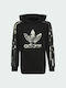 Adidas Kinder Sweatshirt mit Kapuze und Taschen Schwarz Camo Hoodie