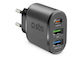 SBS Φορτιστής Χωρίς Καλώδιο με 2 Θύρες USB-A και Θύρα USB-C 30W Power Delivery Μαύρος (TETR2USBTCPD30W)