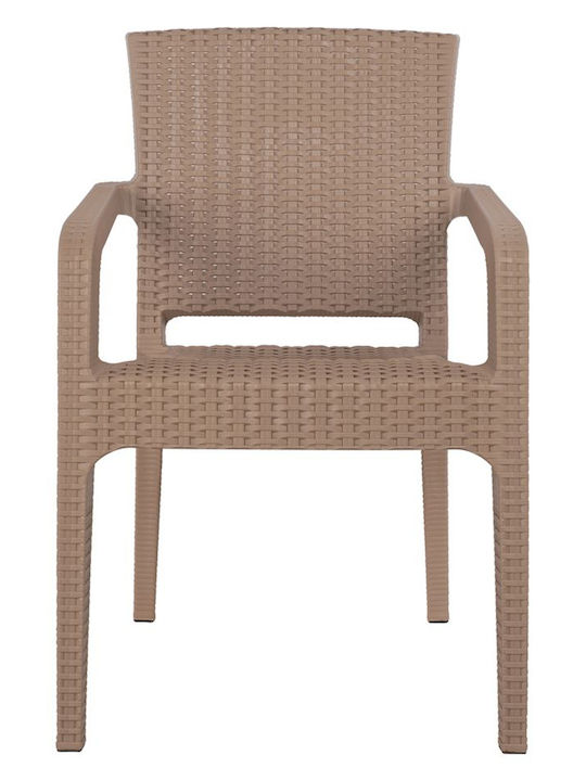 Καρέκλα Εξωτερικού Χώρου Rattan Cappuccino Μπεζ 58x55x87εκ.