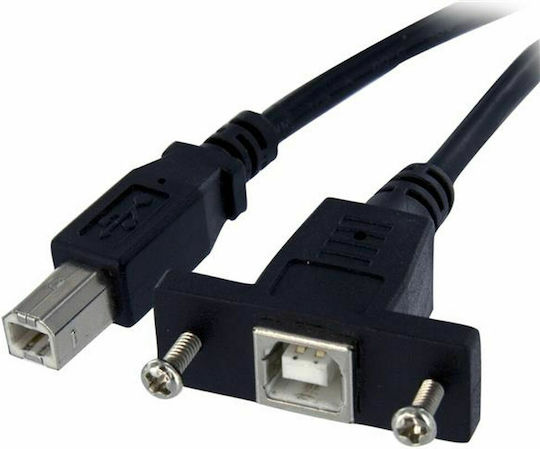 StarTech USB 2.0 Кабел USB-B мъжки - USB-B женски Черен 0.9м USBPNLBFBM3