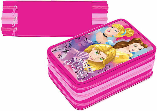 Disney Princess Federmäppchen Gefüllt mit 3 Fächern Fuchsie
