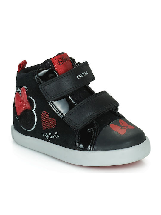 Geox Παιδικά Sneakers High Kilwi με Σκρατς Μαύρα