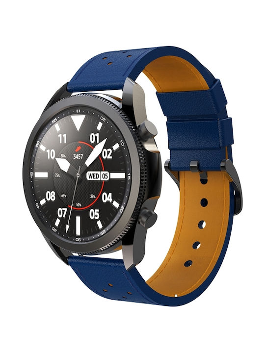 Round Hole Line Λουράκι Δερμάτινο Μπλε (Galaxy Watch (46mm) / Gear S3Amazfit GTR 47mmHuawei Watch GT / GT2 (46mm))