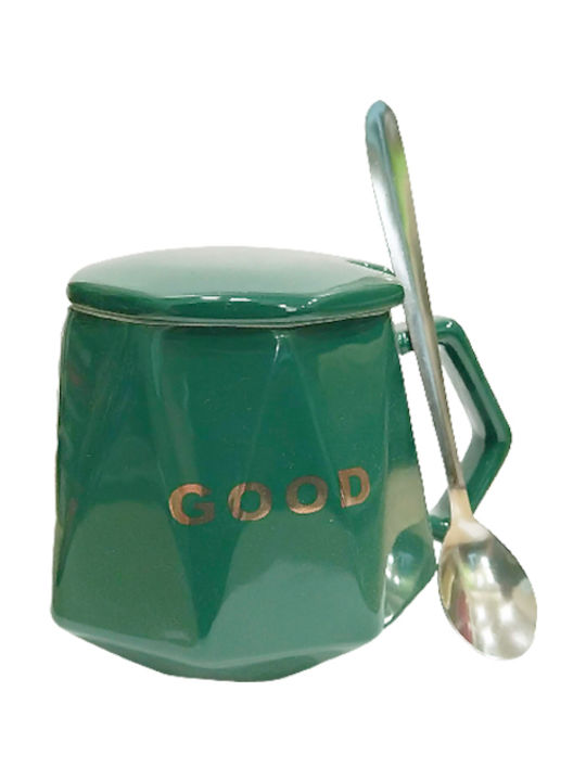 Etoile Good Ceramic Cup with Lid Green