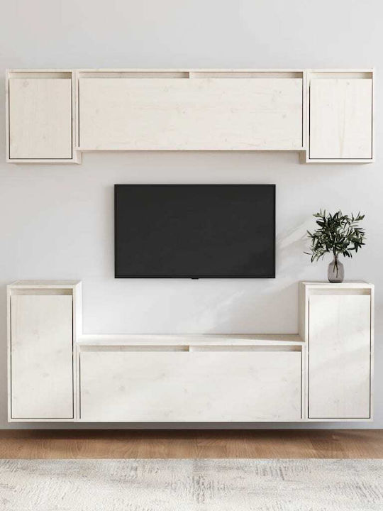Wooden Living Room TV Unit White L100xW30xH35cm