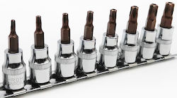 Horusdy Chei tubulare cu Vârfuri Torx și Patrat de Prindere 3/8'' Set 8buc