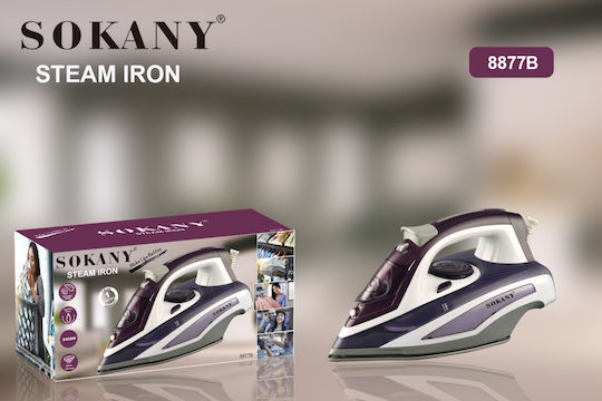 Sokany 8877B Σίδερο Ατμού 2400W με Κεραμική Πλάκα και Συνεχόμενη Παροχή 25gr/min