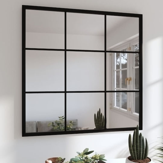 vidaXL Oglindă de Perete cu Negru Ramă din Metalic 60x60cm 1buc