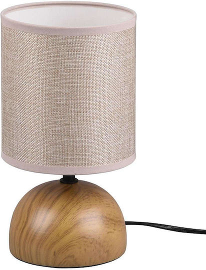 Trio Lighting Luci Κεραμικό Πορτατίφ για Ντουί E14 με Μπεζ Καπέλο και Καφέ Βάση