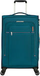 American Tourister Crosstrack Spinner Medium Travel Suitcase Fabric Blue with 4 Wheels Height 67.5cm.