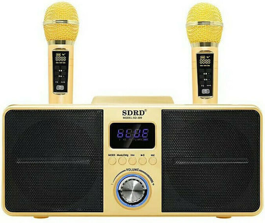 Karaoke-Lautsprecher mit Kabellosen Mikrofonen und Lichteffekten SD309 Gelb
