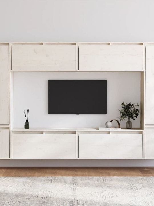 Wooden Living Room TV Unit White L220xW30xH140cm