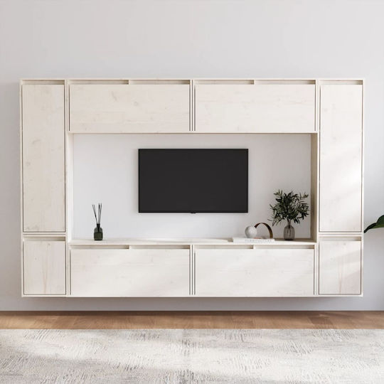 Wohnzimmer TV-Einheit Weiß L220xB30xH140cm