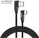Savio CL-164 Angle (90°) / Braided USB 2.0 Cable USB-C male - USB-A Black 2m