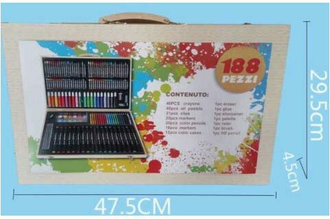 Σετ Ζωγραφικής σε Βαλιτσάκι Ξύλινο 39x33cm 188τμχ