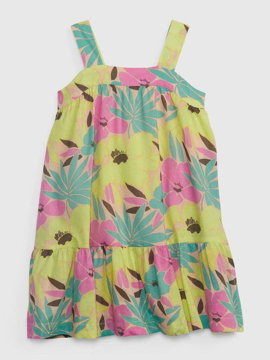 GAP Mädchen Kleid Blumen Ärmellos Mehrfarbig