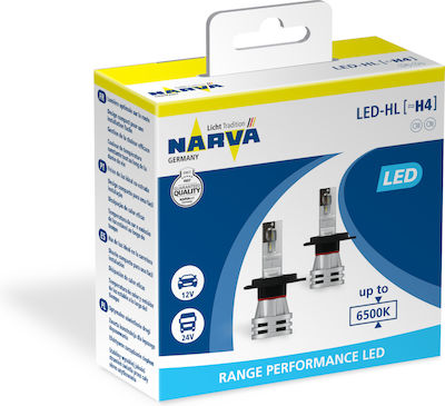 Narva Λάμπες Αυτοκινήτου Range Performance H4 LED 6000K Ψυχρό Λευκό 12-24V 16W 2τμχ