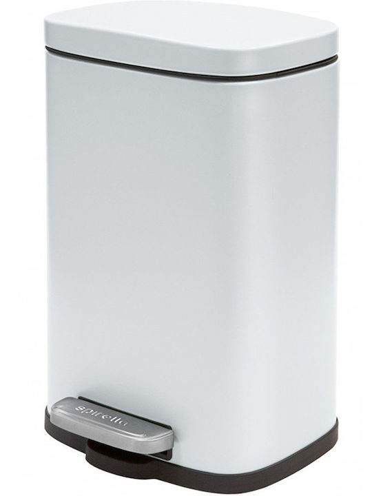 Dimitracas Akira Metallic Toilet Bin with Soft Close Lid 12lt White