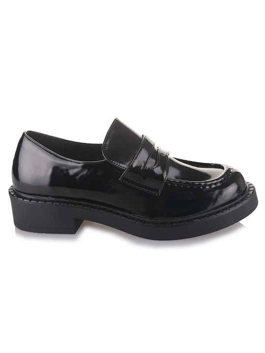 Famous Shoes Γυναικεία Boat Shoes σε Μαύρο Χρώμα