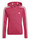 Adidas Girls Athleisure Cotton Hooded Sweatshirt with Zipper Pink