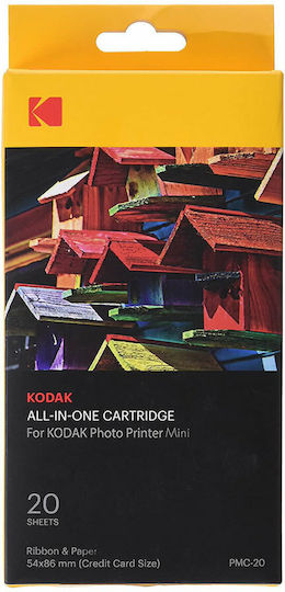 Kodak All In One Cartridge Fotopapier Mini Printer PM-210 54x86 für Drucker Tintenstrahl 20 Blätter