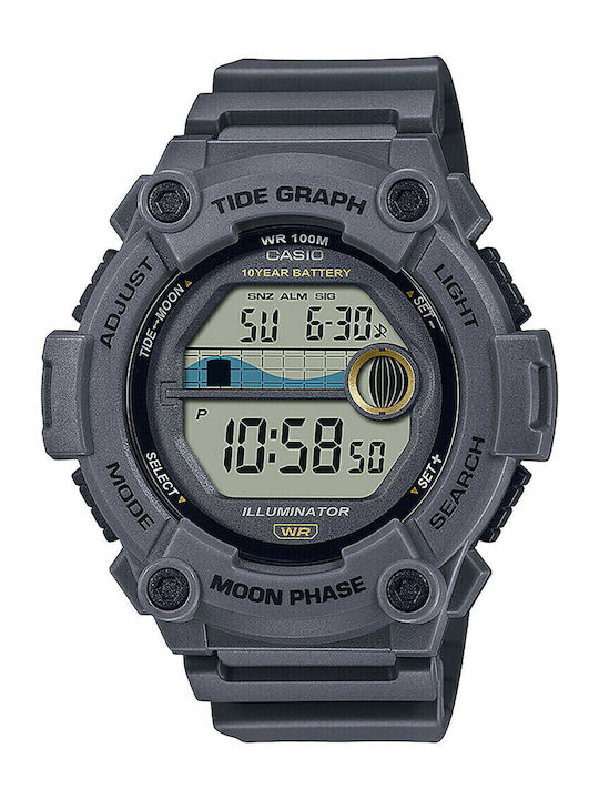 Casio Ceas Digital Pentru Bărbați 51mm cu Baterie și Curea Din Cauciuc Gri