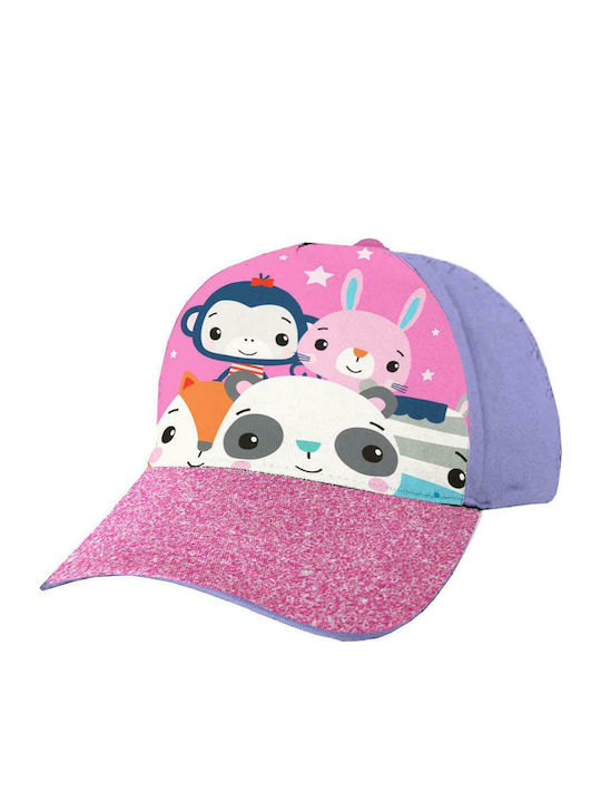 Diakakis Kinderhut Jockey Stoff Glitter Rosa
