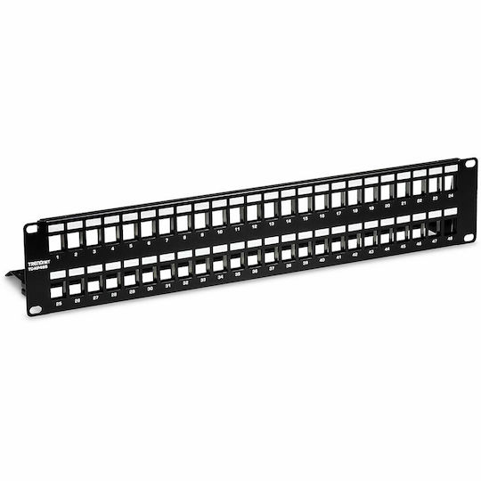 Trendnet Patch Panel Keystone για Rack 2U 19" 48 Θυρών Μαύρο