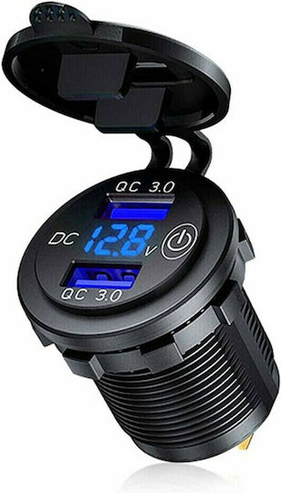 QC3 Мотоциклетно зарядно устройство Бързо зареждане с Портове: 2xUSB