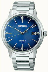 Seiko Presage Basic Line Ρολόι Αυτόματο με Ασημί Μεταλλικό Μπρασελέ