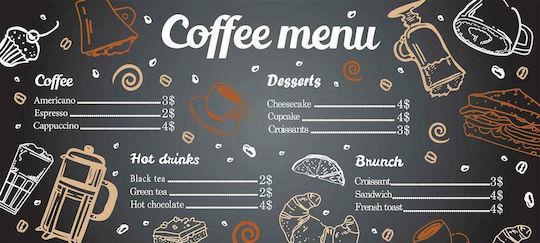 Dimcol Coffee Menu 263 Подложка за Кухненски Пътеки с Антиплъзгащо Подложка Multi 80x200εκ.