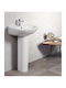 Tema Wall Mounted Bathroom Sink with Porcelain Pedestal 45x36x83cm White
