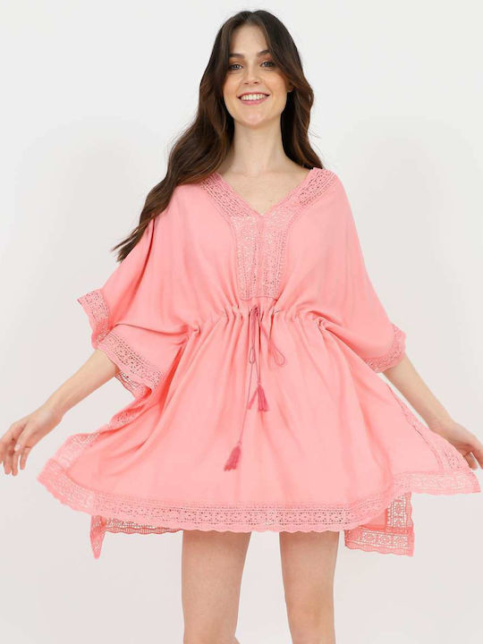 Doca Damen Mini Kaftan Strand Rosa