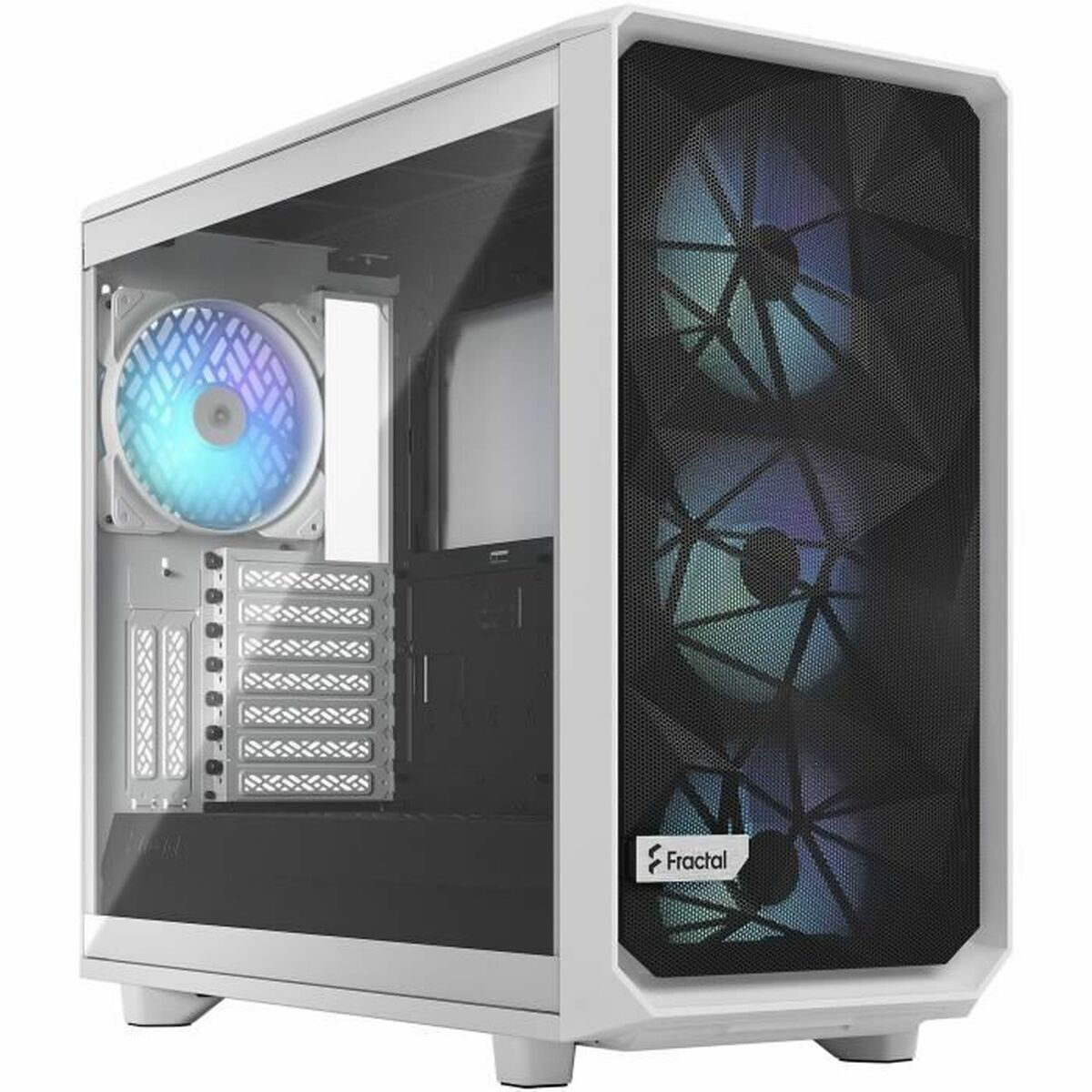 FRACTAL Design Meshify 2 Compact White TG Midi Tower – Transparentes Sidepanel, Gaming-Gehäuse