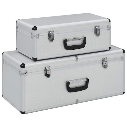 vidaXL Cutie de scule din aluminiu pentru depozitare de unelte L62.5cm x l28cm x h27cm 2 bucăți 91850