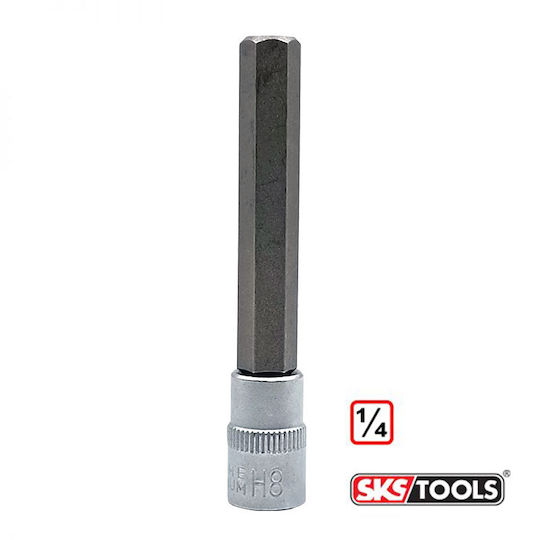 SKS Tools Spritzfilter Wasserhahn Bit-Stecknuss mit Inbusschlüssel-Bit und Antriebsvierkant 1/4'' Größe H8x70mm 1Stück