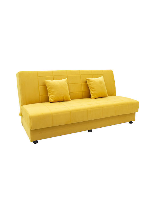 Meliora Τριθέσιος Καναπές Κρεβάτι Βελούδινος Κίτρινος 190x83εκ.
