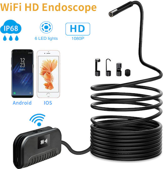 Endoskopkamera Wi-Fi für Mobilgeräte mit Auflösung 1920x1080 Pixel und Kabellänge 10m