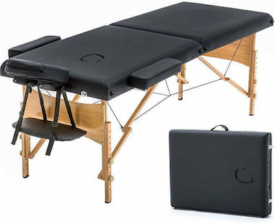 GlobalExpress Bett Massage und Physiotherapie Schwarz aus Holz 185x60cm.