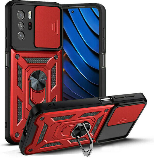 Bodycell Armor Slide Back Cover Plastic Red (Poco X3 GT)