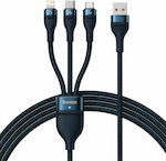 Baseus Flash Series Braided USB to micro USB / Type-C / Lightning Cable Μπλε 1.2m (CASS030003)