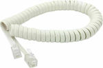 Spiral Telephone Cable RJ10 4P4C 1.5m White (01.074.0051)