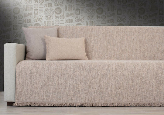 Sofi Viersitzer-Sofa Überwurf Chenille 170x340cm Beige
