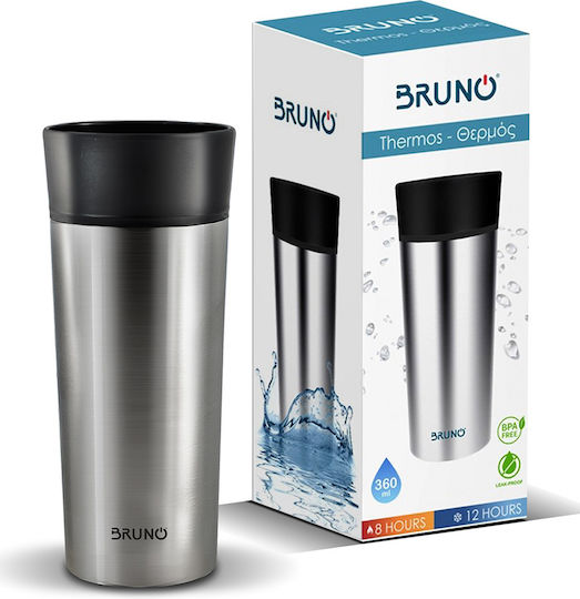 Bruno Glas Thermosflasche Rostfreier Stahl 360ml Silber mit Mundstück