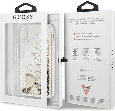 Guess Liquid Glitter Задна корица Пластмаса Златен (iPhone X / XS) GUOHCPXGLHFLGO