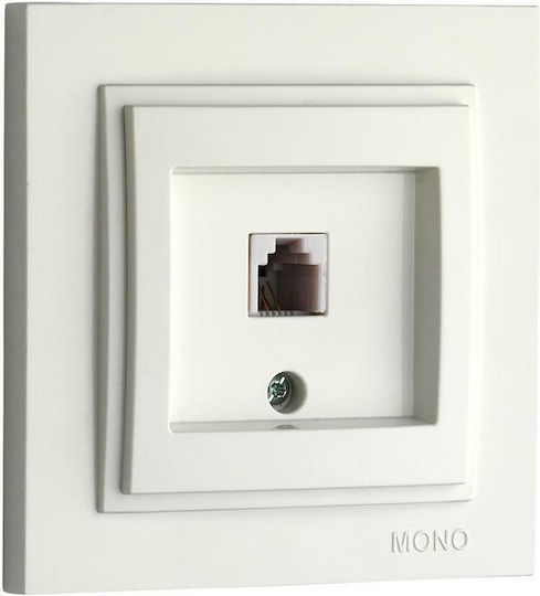 Mono Electric Πρίζα Τηλεφώνου με Πλαίσιο Μονή σε Λευκό Χρώμα 1905-124
